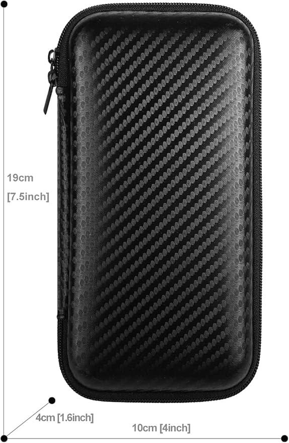 iMangoo Travel Essential Electronics Organizer Charger Case, Shockproof Dual Zipper Power Bank Cables Tech Accessories Pouch Purse, Men & Women Travel Must Have Storage Bag, 6.5x3.2x1 inch Fiber Black