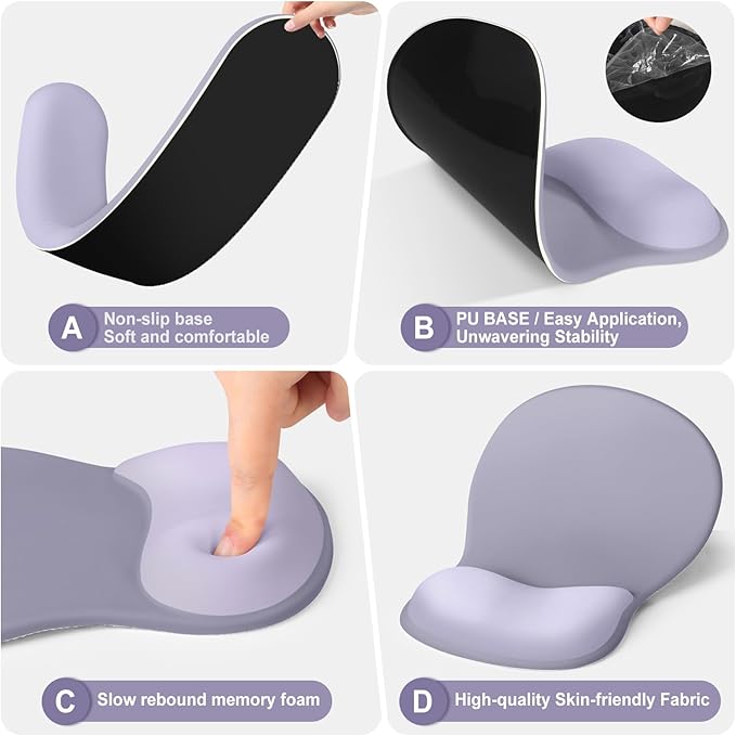 4-in-1 Large Gaming Mouse Pad, Keyboard Wrist Rest Pad & Wrist Support Mousepad Set, Extended Desk Pad Waterproof Desk Mat Protector for Home Office Decor Study Game 35.4×15.7 Inches I Noble Purple