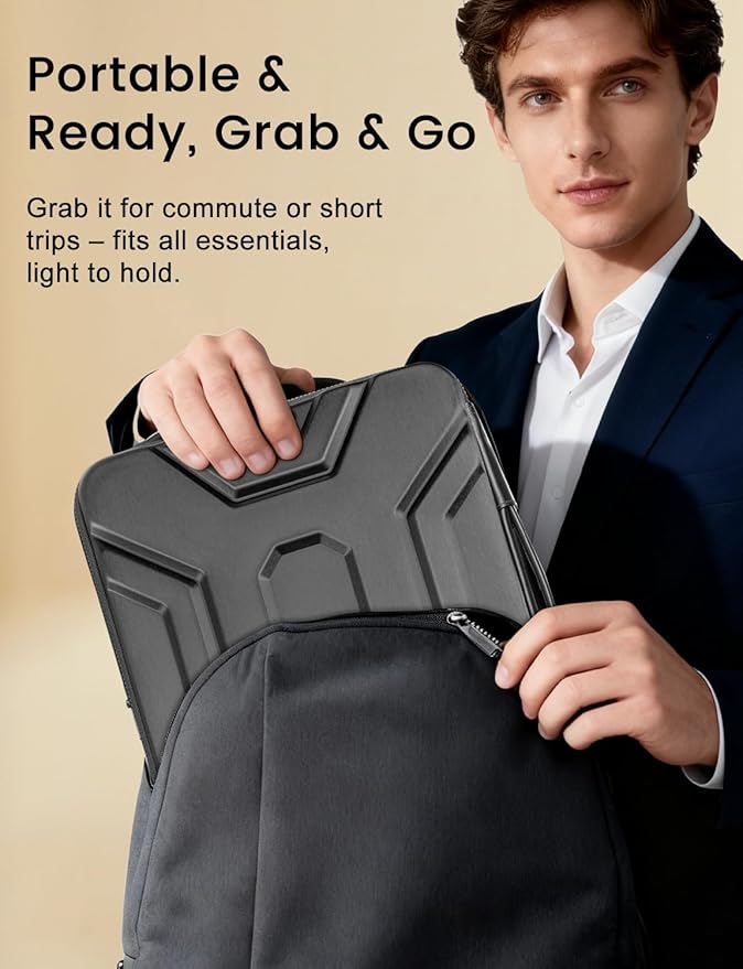 DOMISO 15.6 inch Laptop Sleeve Shoulder Bag Shockproof Computer Bag Waterproof EVA Protective Carrying Case for 16" MacBook Pro/Max M2 M1 2019-2023,15"-16" HP Dell Asus Laptop,Dell XPS 15,Dark Grey