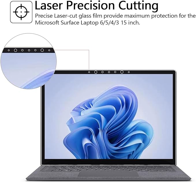 Megoo Tempered Glass Screen Protector for Microsoft Surface Laptop 6/5/4/3(15 inch), Easy Installation, Scratch Resistant, Ultra Clear Protective Film, 2-Pack