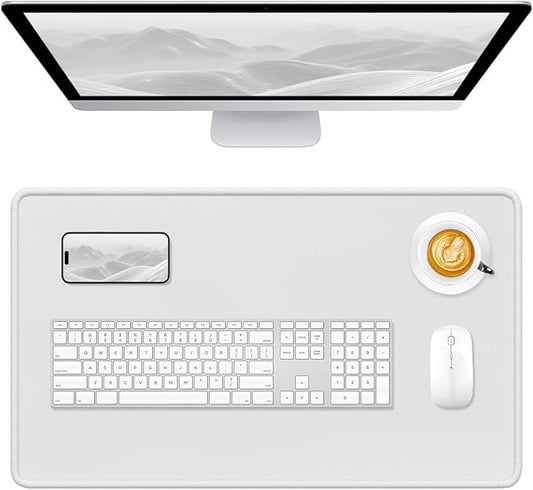 Hsurbtra Desk Pad, 23.6" x 13.8" Premium-Textured Desk Mat, Stitched Edge Anti-Slip Waterproof Rubber Mouse Pad, M Extended Computer Mat for Office Gaming Laptop Keyboard Space Gray