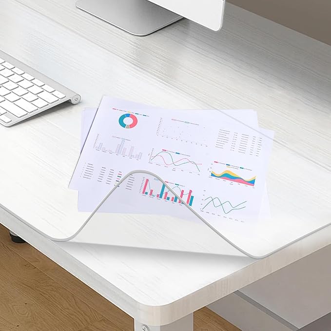 Clear Desk Mat, Clear Writing Desk Pad, Desk Protector Mat with Round Edge, Heat Resistant & Waterproof Writing Desk Table Protector for Home and Office (23.6" x 13.8")