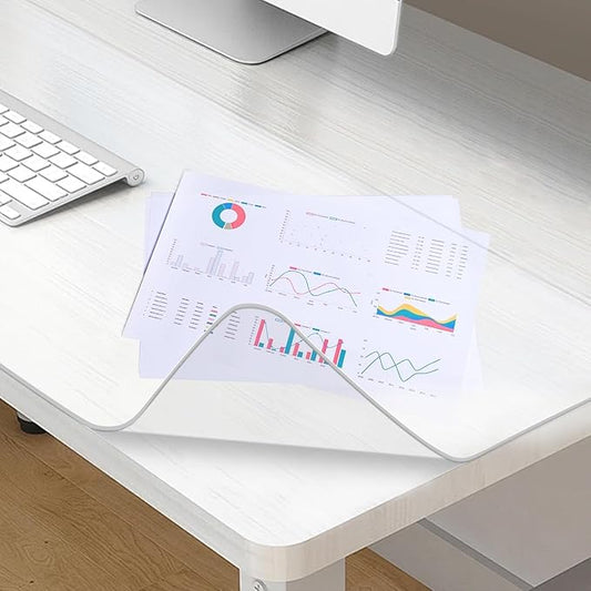 Clear Desk Mat, Clear Writing Desk Pad, Desk Protector Mat with Round Edge, Heat Resistant & Waterproof Writing Desk Table Protector for Home and Office (23.6" x 13.8")