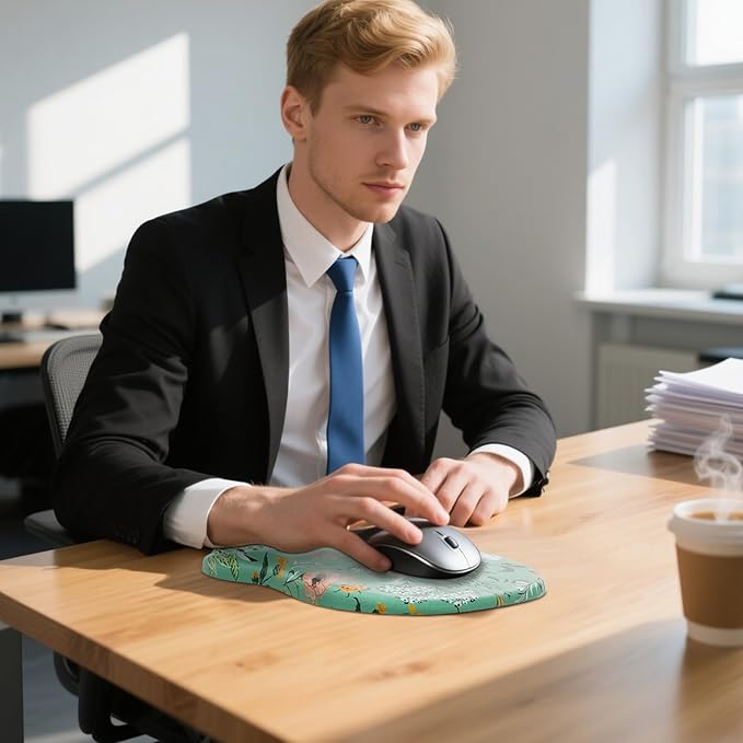 MROCO Ergonomic Mouse Pad with Wrist Support, Wrist Rest Mousepads for Carpal Tunnel Pain Relief, Memory Foam Pad with Massage Bulge and Non-Slip Base for Office, Home, Garden Whispers