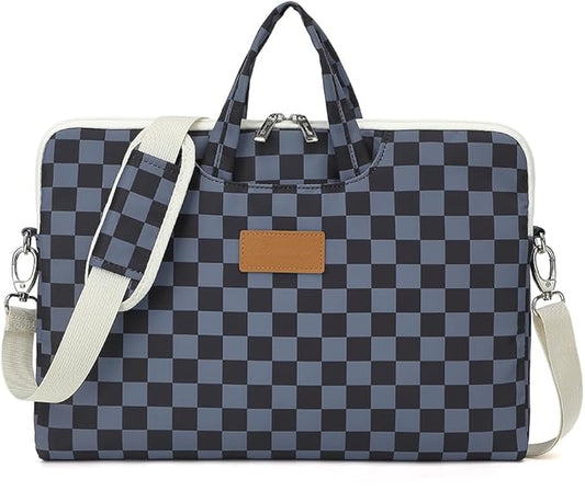 canvaslife Water Black Checker Pattern Laptop Shoulder Messenger Bag for 16 inch and 15.6 inch-16 inch Laptop