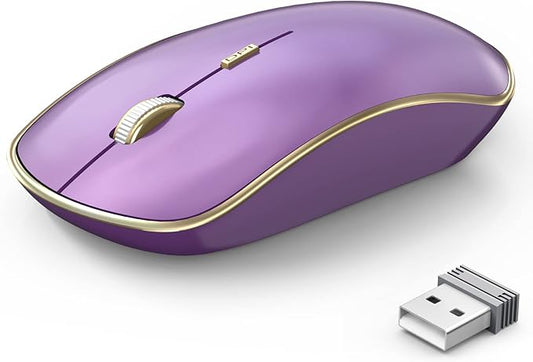 JOYACCESS Silent Wireless Mouse - 2.4G Portable & Ergonomic with 5 DPI Levels for Desktop, Notebook, PC & Laptop (Purple)