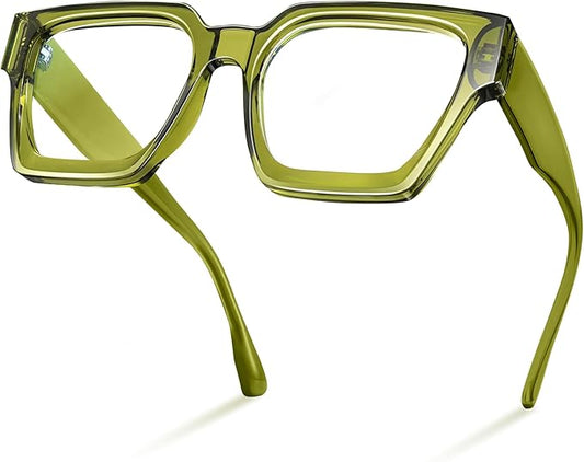 livho Oversized Eyewear Frame for Woman and Men - Rectangle Fashion Glasses for Computer, Chic Preppy Frame