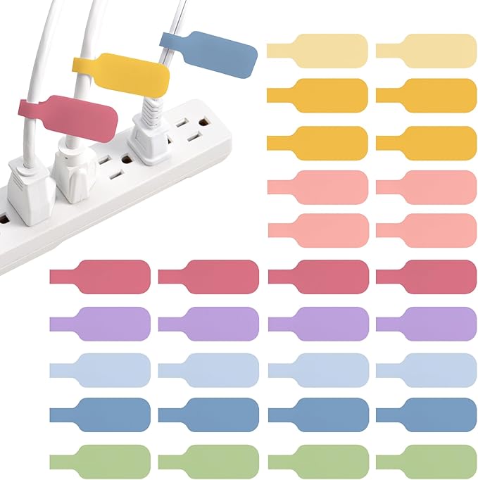 Wrap-It Storage Cable Labels - Medium, Macaron (30-Pack) - Write On Cord Tags for Wire Management and Identification by Wrap-ItStorage