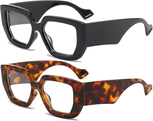 AIEYEZO Thick Frame Blue Light Glasses Men Women, Fashion Square Computer Eyeglass Anti Eyestrain & Prevent Headache