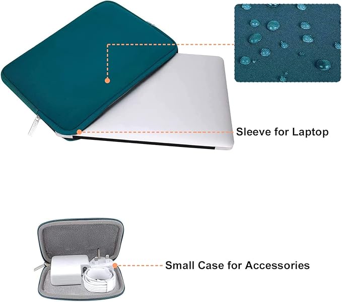 MOSISO Laptop Case 15 inch, 15 inch Laptop Sleeve Bag Compatible with MacBook Air M5 A3448 M4 A3241 M3 A3114 M2 A2941 2026-2023, Dell XPS, Neoprene Computer Sleeve Bag with Small Case, Deep Teal
