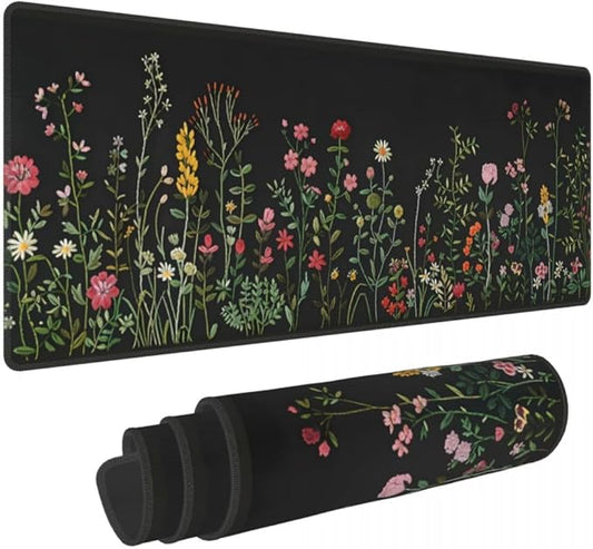 Desk Pad,Office Desk Mat 31.5"×11.8" Large Gaming Mouse Pad,Durable Extended Computer Mouse Pad,Waterproof Thick Big Mouse Pads with Non-Slip Rubber Base Office Home Colorful Flowers