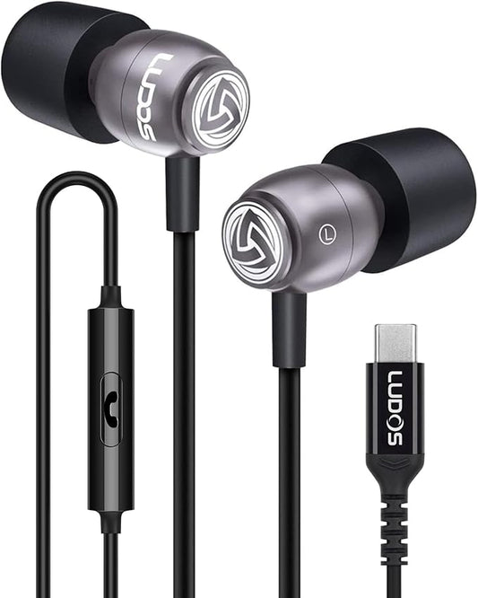 LUDOS Clamor USB C Headphones for iPhone 17 16 15 Pro Max Plus Air iPad Pro, 5 Years Warranty, USB-C Earbuds for Samsung Galaxy S26 S25 S24 S23 Ultra S22 S21 FE S20 A55 A54 A53, USB Type C Earphones