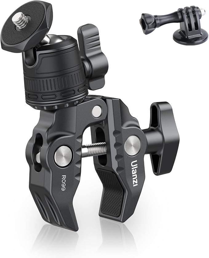 ULANZI R099 Super Clamp Camera Mount with 360° Ballhead for Bike/Bicycle/Motorcycle Handlebar Pole Tripod Tube Crossbar Gimbal Rods Mount for Insta360/GoPro/AKASO/DJI/Phone/DSLR/Light/Monitor by JUSMODirect