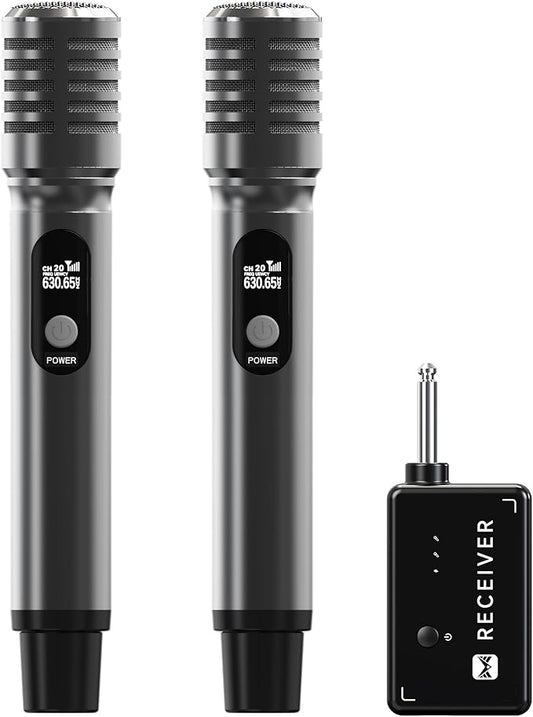 Wireless Microphones, Wireless Microphone with One-to-One Chip Connection, 40H Rechargeable Battery, 200FT Range, Plug and Play, Ergonomic Design,Less Latency Microphone for Singing Video Recording