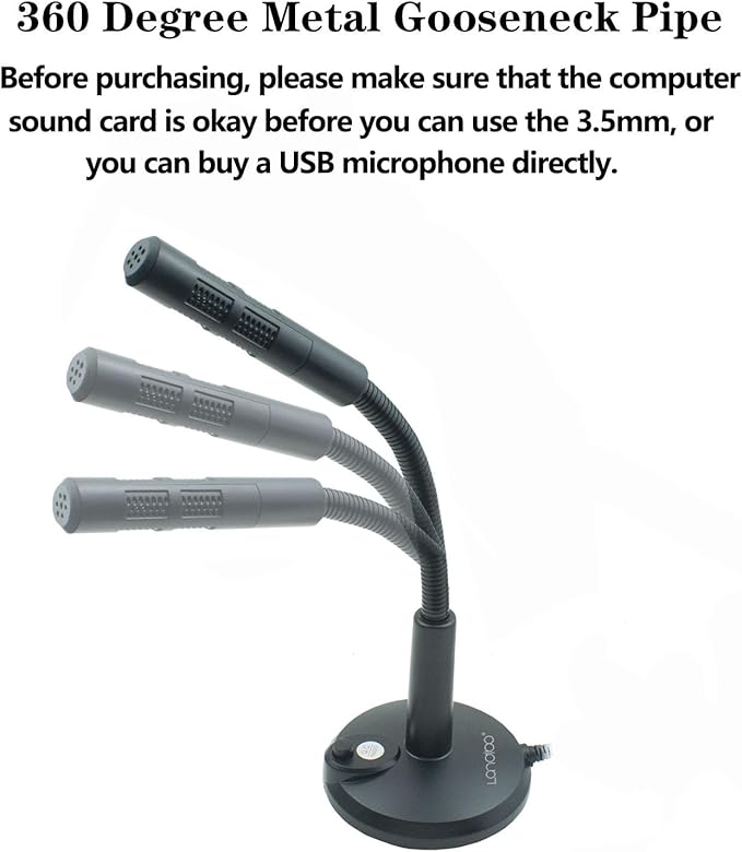 3.5mm Male Microphone, Plug and Play Desktop Laptop gooseneck Microphone, Suitable for Games, Meetings, Recording, podcasts, Games, and Online Chat