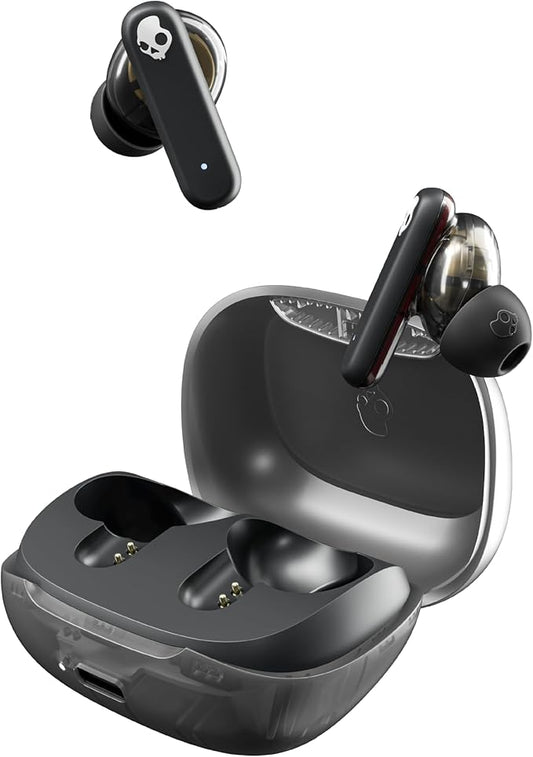 Skullcandy Smokin’ Buds Wireless Earbuds, Bluetooth Headphones, Noise Isolating Fit, Up to 20 Hours Battery, IPX4 Sweat and Water Resistant, Microphone for iPhone Android - Midnight Smoke