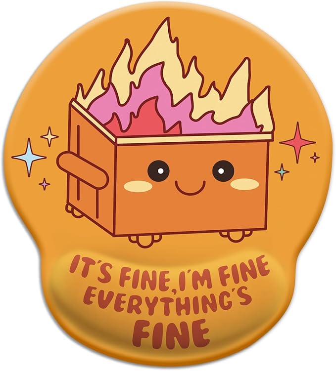 Blusabaca Dumpster on Fire Mouse Pad with Wrist Rest, Funny Cute Ergonomic Mouse Pads for Desk Wrist Support, Mousepad for Wireless Mouse Gaming Work Home Desk Accessories Office Supplies Decor Women
