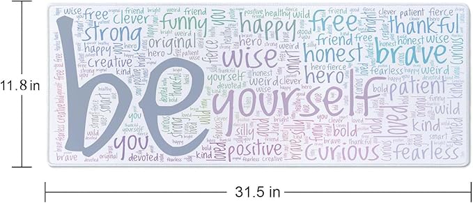 Be Yourself Large Gaming Mouse Pad for Desk, Desk Mat with Seamed Edges, Waterproof Desk Pad, Non-Slip Rubber Base, 31.5x11.8 Inch Keyboard Pad Computer Mat, Big XL Mousepad