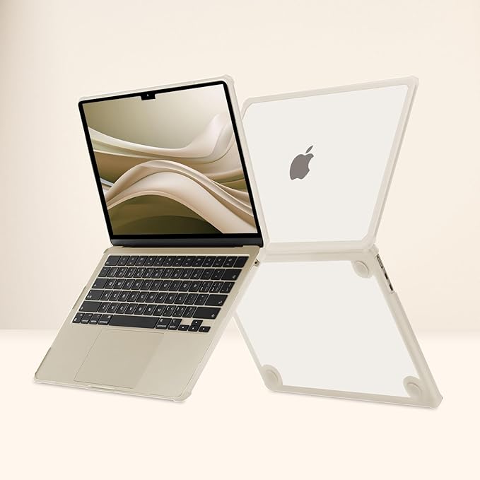 MOSISO Compatible with MacBook Air 13 inch Case M5 2026 M4 2025 M3 M2 2024-2022 A3449 A3240 A3113 A2681,3 in 1 Kit Crack-Resistant Heavy Duty Protective Plastic Hard Case with TPU Bumper, Starlight