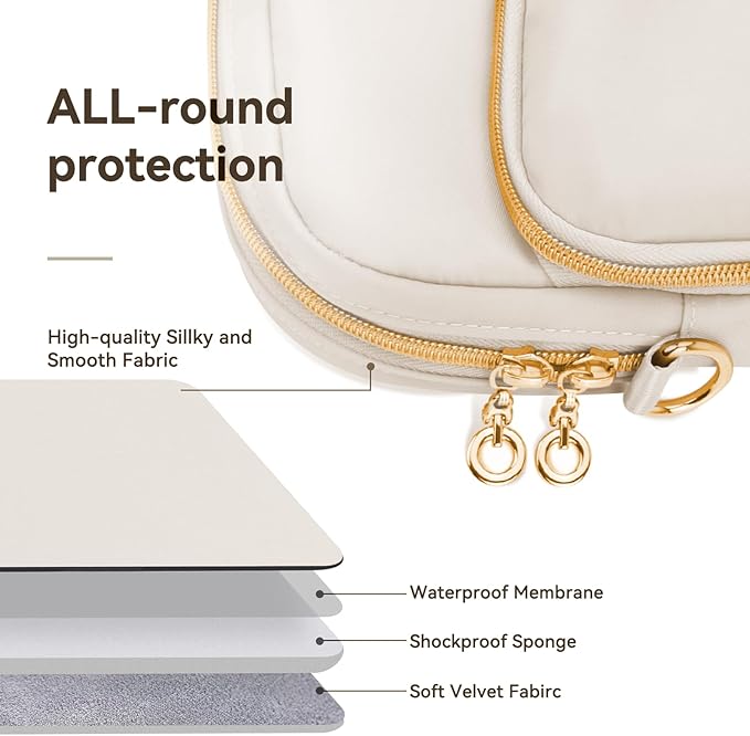 Laptop Case Bag Women Men Computer Sleeve Compatible with MacBook/Dell/HP/Acer/ASUS, Waterproof Shoulder Carrying Briefcase, Beige, 17-17.3 Inch