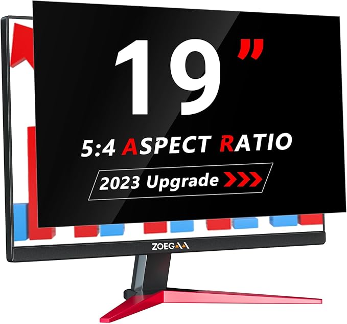ZOEGAA 19 Inch 5:4 Computer Privacy Screen for Monitor, 19 inch Removable Anti Blue Light Glare Eye Protection Shield, Black Blackout Anti Spy Desktop Security Private Filter