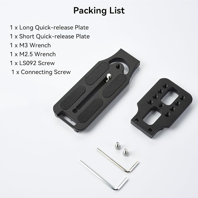 UTEBIT Camera L Bracket with 1/4'' Screw Hole, Vertical Horizontal Switching Tripod Mount with Quick Release Plate, Compatible with Canon Nikon Sony DJI Osmo Stabilizer Tripod Monopod, Black - Image 7