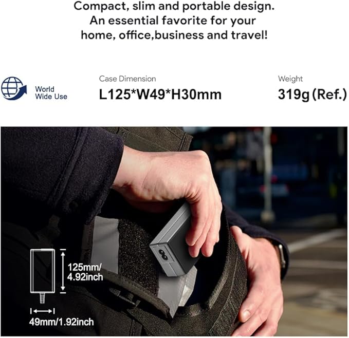 HKY 90W AC Adapter Compatible with Anker 521 Portable Power Station 256Wh Power Bank 300W (Peak 600W) Solar Generator A1720 Replacement Power Supply Cord Battery Charger