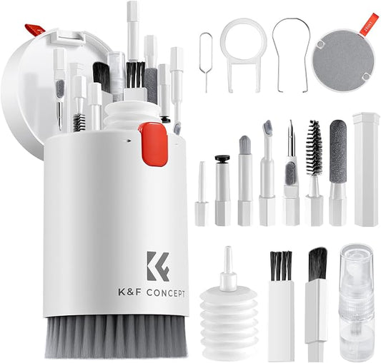 K&F CONCEPT 20-in-1 Keyboard Cleaning Kit Laptop Cleaner, Multifunctional Electronic Device Cleaning Tool, for iPhone AirPods MacBook iPad, Camera PC Monitor Earbud TV Tablet Screens by KFCONCEPT