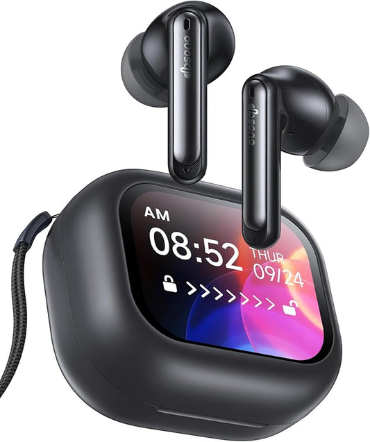 Wireless Bluetooth Earbuds: 13mm Drivers Hi-Fi Deep Bass, 30H Playtime, Touchscreen Control, Mic for Calls, IPX5 Water-Resistant, Comfortable Fit, Birthday Gifts for Adults/Teens/Men, Black