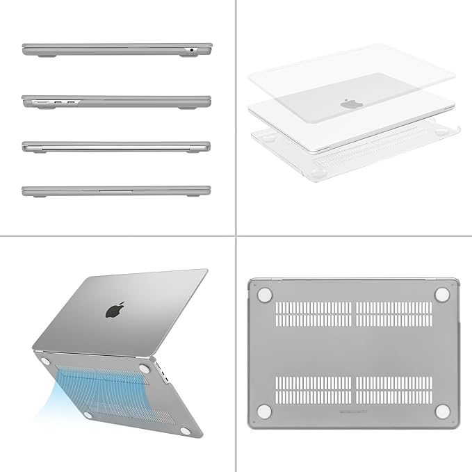 MOSISO Compatible with MacBook Air 13 inch Case M5 2026 M4 2025 M3 M2 2024-2022 A3449 A3240 A3113 A2681,Hard Shell&Keyboard Cover&Screen Film&Pouch for MacBook Air 13.6 inch Case, Frost