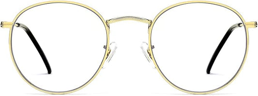 Round Blue Light Blocking Glasses for Men Women, Circle Metal Wire Rimmed Frame Glasses Anti Glare & UV RF5002