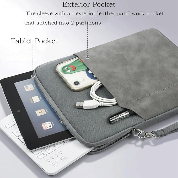 CAAORDKSO 7-8 Inch Tablet Sleeve Bag for iPad mini (A17 Pro) 8.3", iPad mini 6/5/4/3/2/1, Samsung Galaxy Tab S2 8.0, Tab A 8.0, ZenPad Z8s 7.9, Amazon Fire HD 8 Tablet/ 8 Plus Tablet Case, Space Grey