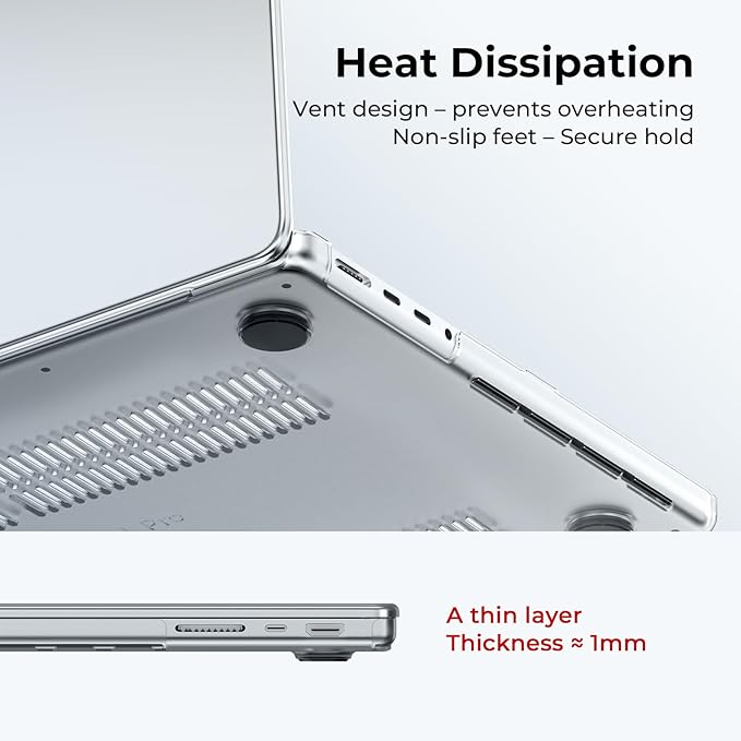 EooCoo Case Compatible with MacBook Pro 14 inch M5 2026-2021 M4 M3 M2 M1 Pro/Max Chip, Hard Shell Cases with Keyboard Cover, Screen Protector - Crystal Clear