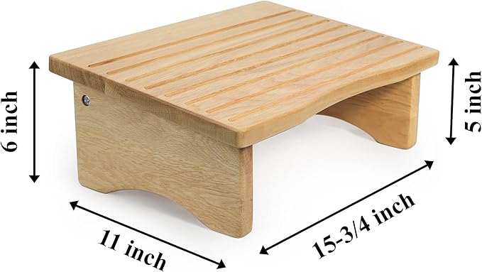 CONSDAN Foot Rest, Ergonomic Footrest for Under Desk at Work, Nursing Foot Stool, Natural Solid Wood Non-Slip Slanted Top Foot Stool for Office/Standing Desk (Natural Color)