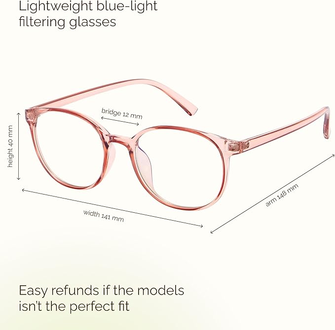 miyya Blue Light Blocking Glasses Women, Fashion Round Transparent Anti Blue Light Glasses with Anti Eyestrain & UV Glare