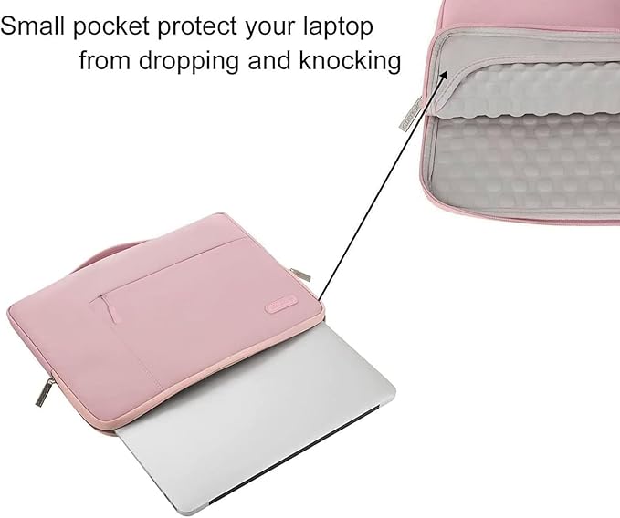 MOSISO Laptop Case 12.3 inch, 11.6-12.3 inch Laptop Sleeve with Handle Compatible with MacBook Air 11, Acer HP Dell Lenovo Samsung ASUS, Surface Pro, Polyester Multifunctional Computer Bag, Pink