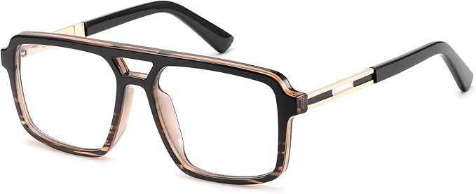FEISEDY Retro Aviator Blue Light Glasses for Men Women Square Frame Computer Reading/TV/Phones Glasses B0209