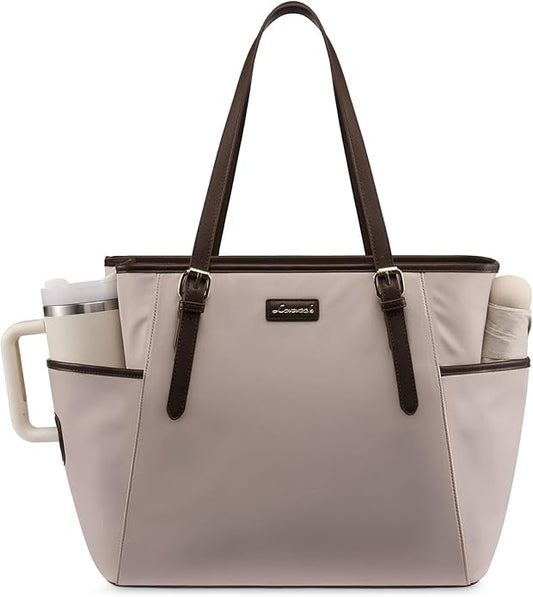 LOVEVOOK Laptop Tote Bag for Women,Vintage Leather Work Tote Bag for Women Computer Briefcase Bag,Waterproof Teacher Business