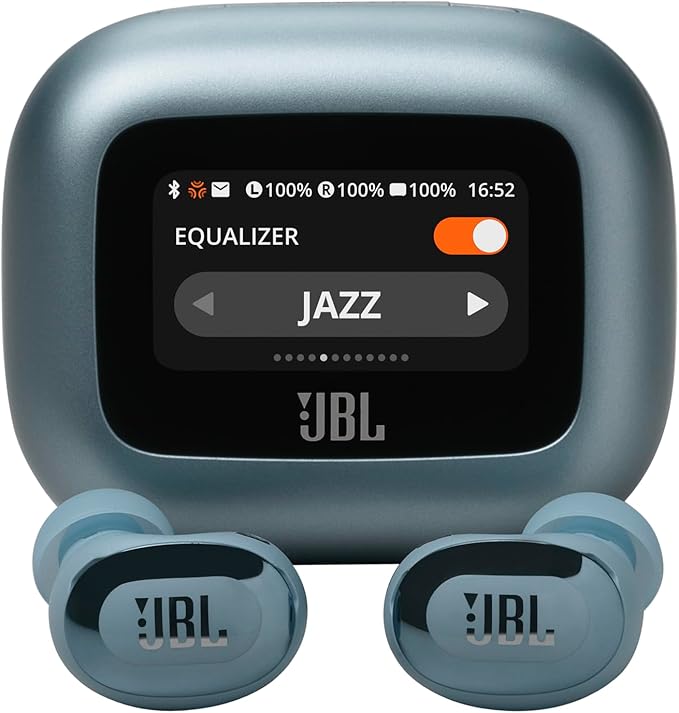 JBL Live Buds 3 - True Wireless Noise-Cancelling Bud-Type Earbuds, 40Hrs Total Playback, Wireless Charging, 6 Mics for Perfect Calls, Multi-Point Connection, IP55 Waterproof and dustproof (Blue)