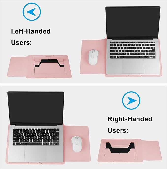 HoYiXi 15.6" Laptop Sleeve Case PU Leather with Stand Compatible with MacBook Pro 16/15.4'' MacBook Pro 15, Mac Air 15/ Dell, Matebook,Asus,15-16'' Laptop Bag,(Patent Pending),Pink