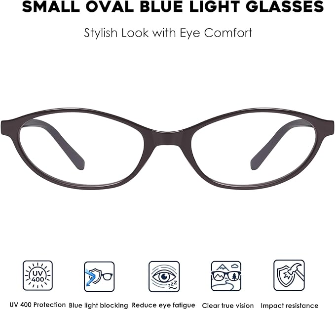 mosanana Blue Light Blocking Oval Glasses for Women Trendy Retro MO25101