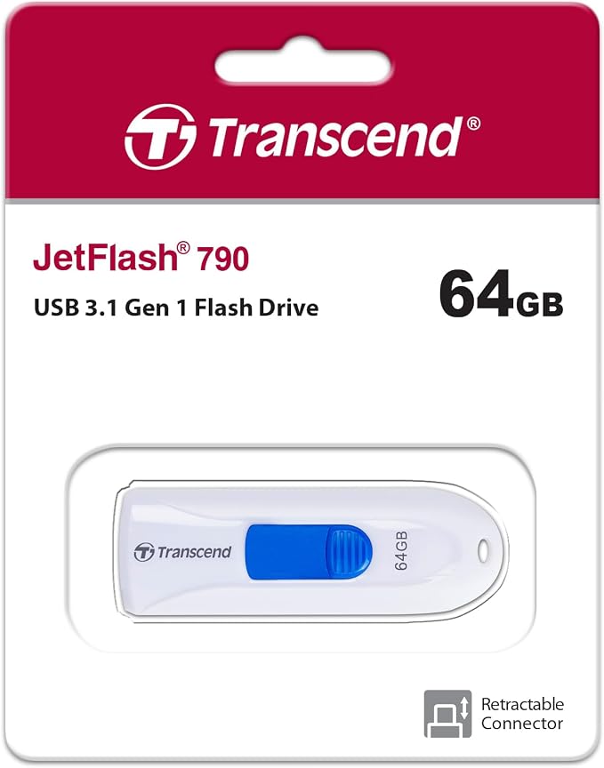 Transcend 64GB JetFlash 790 USB 3.0 Flash Drive (TS64GJF790W) - Image 2