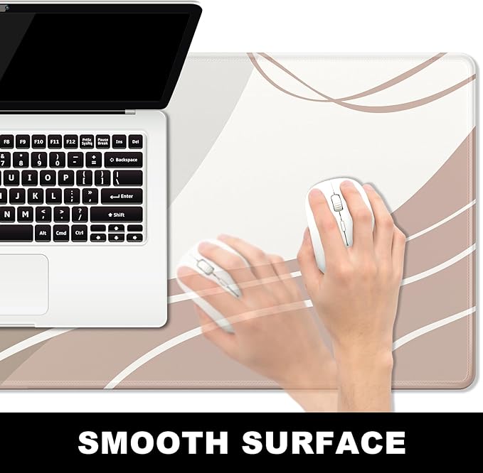BOSOBO XXL Desk Mat, Extended Gaming Mouse mat & Keyboard Mat, Office & Home Desktop Full Cover 35.5 x 15.7 Inches, Art Modern Abstract Lines