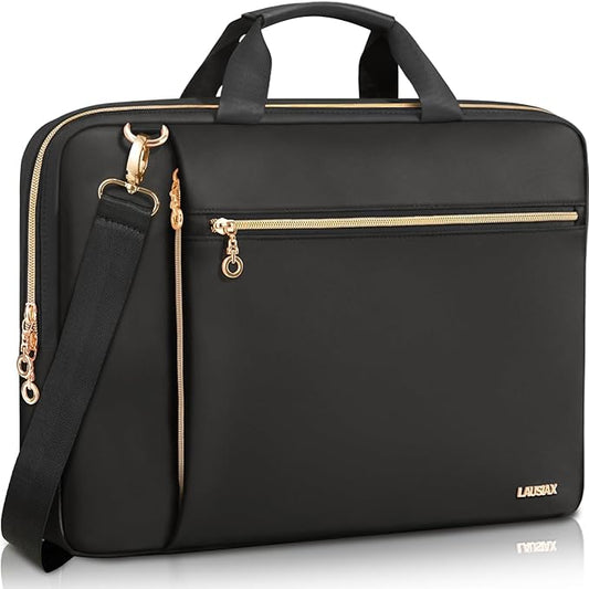 15.6 16 Inch Laptop Bag Case for Women Men Compatible with MacBook Pro M5/HP OmniBook Omen Envy/Dell Pro Inspiron/Lenovo Yoga IdealPad, Messenger Carrying Briefcase Computer Bag Case, Black