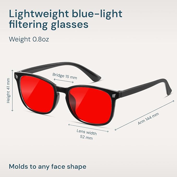 Gaoye Black with Red Lenses Blue Light Glasses for Computer & Gaming - Anti UV Ray Lenses, Scratch-Resistant & Comfort Fit