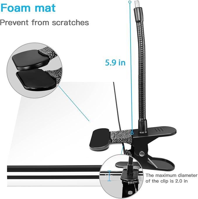 Clamp Mount for Arlo Pro 5S/Pro 4/Pro 3/Pro 2/Essential/eufy/AOSU/Reolink Camera and More 1/4'' Screw Camera (Black, 1 Pack) - Image 4