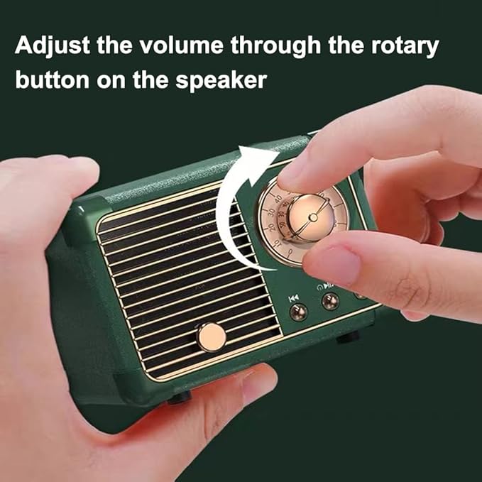 Retro Bluetooth Speaker, Portable Wireless Speaker with Crystal Clear Stereo Sound and Rich Bass,Retro Decor for Desk Bedroom Kitchen, Birthday Gifts for Women Men Teens (Black)