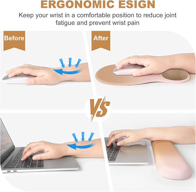 4-in-1 Large Gaming Mouse Pad, Keyboard Wrist Rest Pad & Wrist Support Mousepad Set, Extended Desk Pad Waterproof Desk Mat Protector for Home Office Decor Study Game 35.4×15.7 Inches I Milk Tea Brown