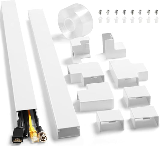 Cord Hider Kit 126in (8 x L15.7in) - ZhiYo Cable Covers for Wires on Wall, Wire Hider for Wall Mounted TV, White Cable Raceway, Paintable Cord Cover Cable Management for Home Office, W1.54in x H0.75in by ZhiYo