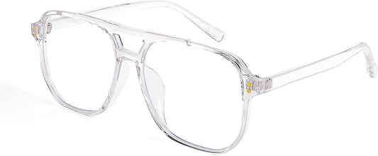 FEISEDY Blue Light Blocking Glasses Fake Nerd Clear Square Computer Lightweight Pilot Glasses Frame Oversized B2866
